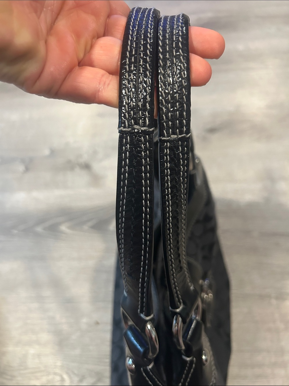 Coach SoHo Signature Buckle Hobo bag Black Jacquard Canvas Leather Trim Y2K - Picture 16 of 16